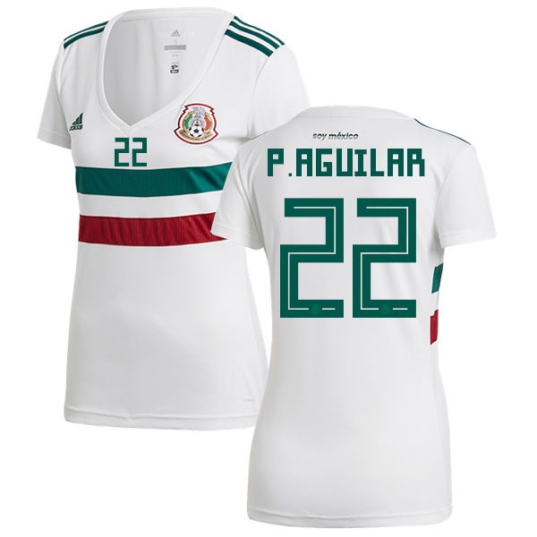 Women's Mexico #22 P. Aguilar Away Soccer Country Jersey - Click Image to Close